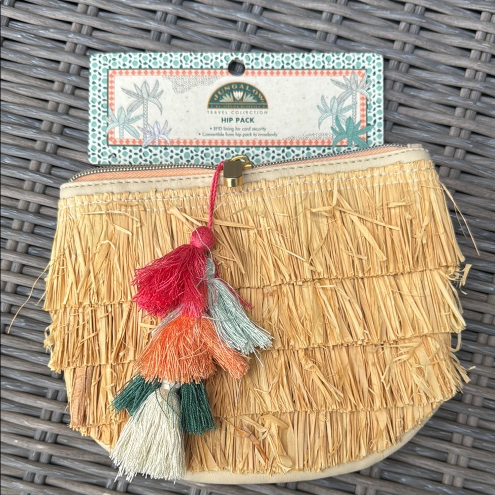 Tropical Straw Hip Pack/Bum  Bag with Tassels